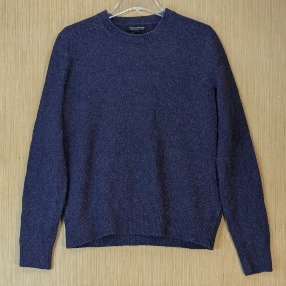 Banana Republic Mens Italian Yarn Quiet Luxury‎ Crewneck Sweater Purple Large